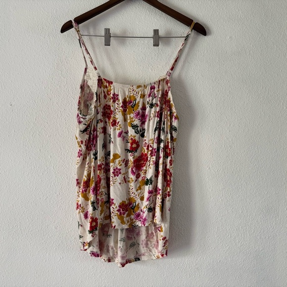 Floral Lace Trim Cami Top Size 1X Self Esteem Boho Flirty Romantic Vintage Charm - Picture 11 of 12